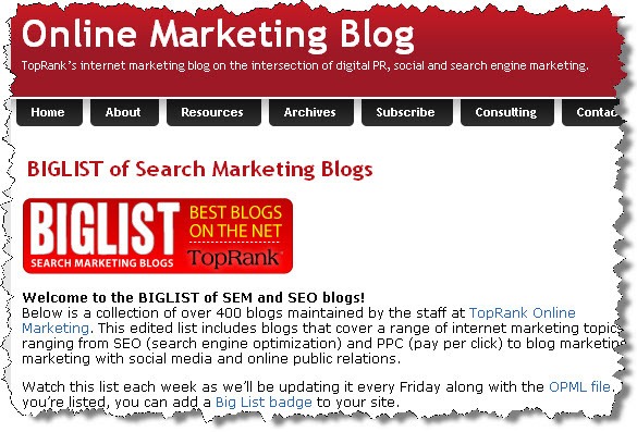 BIGLIST of Search Marketing Blogs