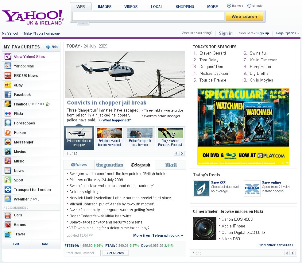 Yahoo New Front Page
