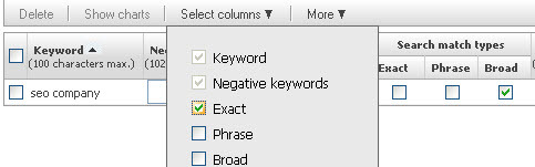Keyword Matching Options
