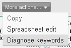 More actions - Diagnose keywords