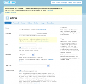 twitter setting