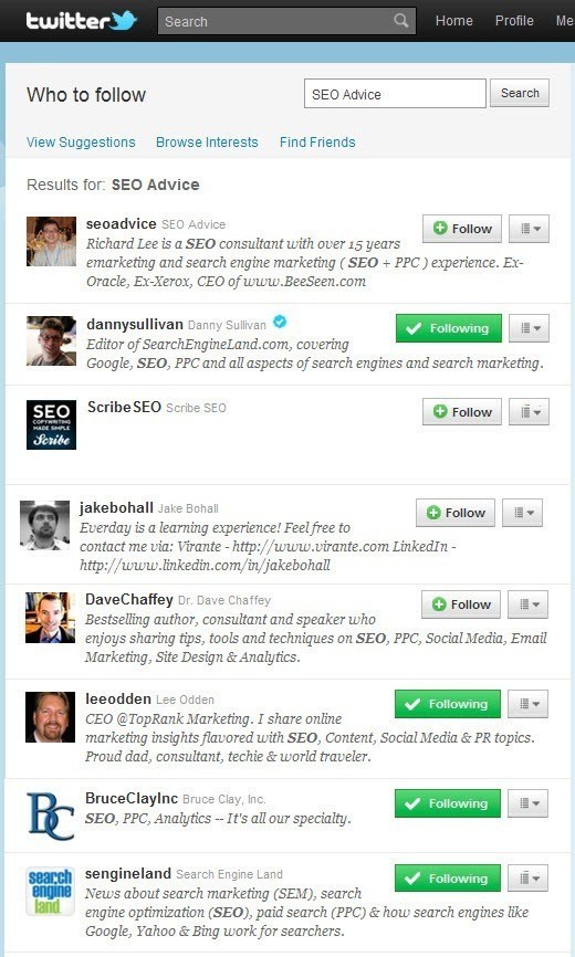 image of a twitter search results page