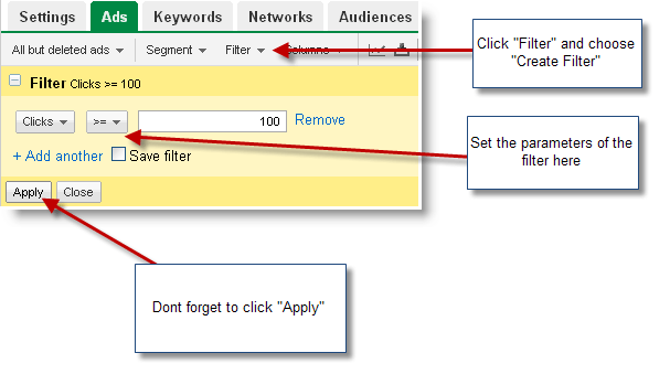 AdWords Filter