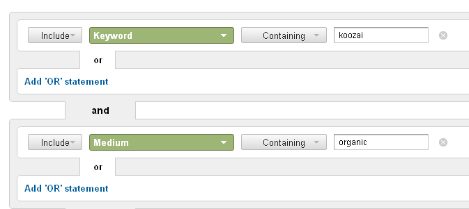 brand keyword advanced segment