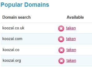 Koozai domains