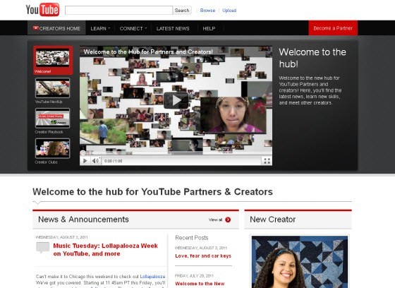 YouTube Creators Website