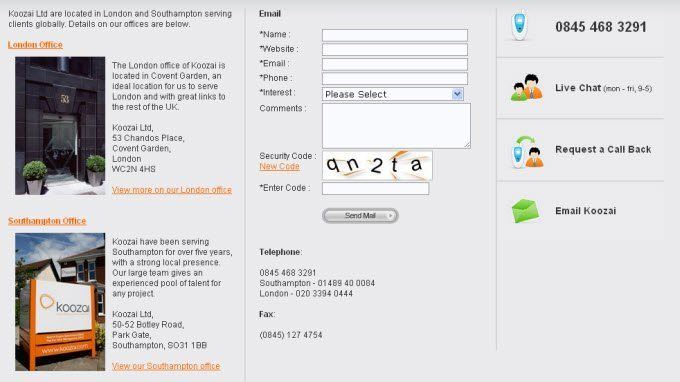 Koozai Contact Page