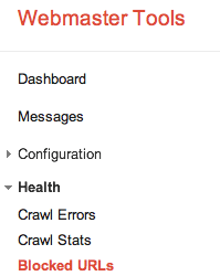 Blocked URLs in Webmaster Tools