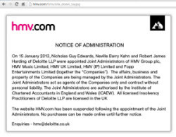HMV website notice
