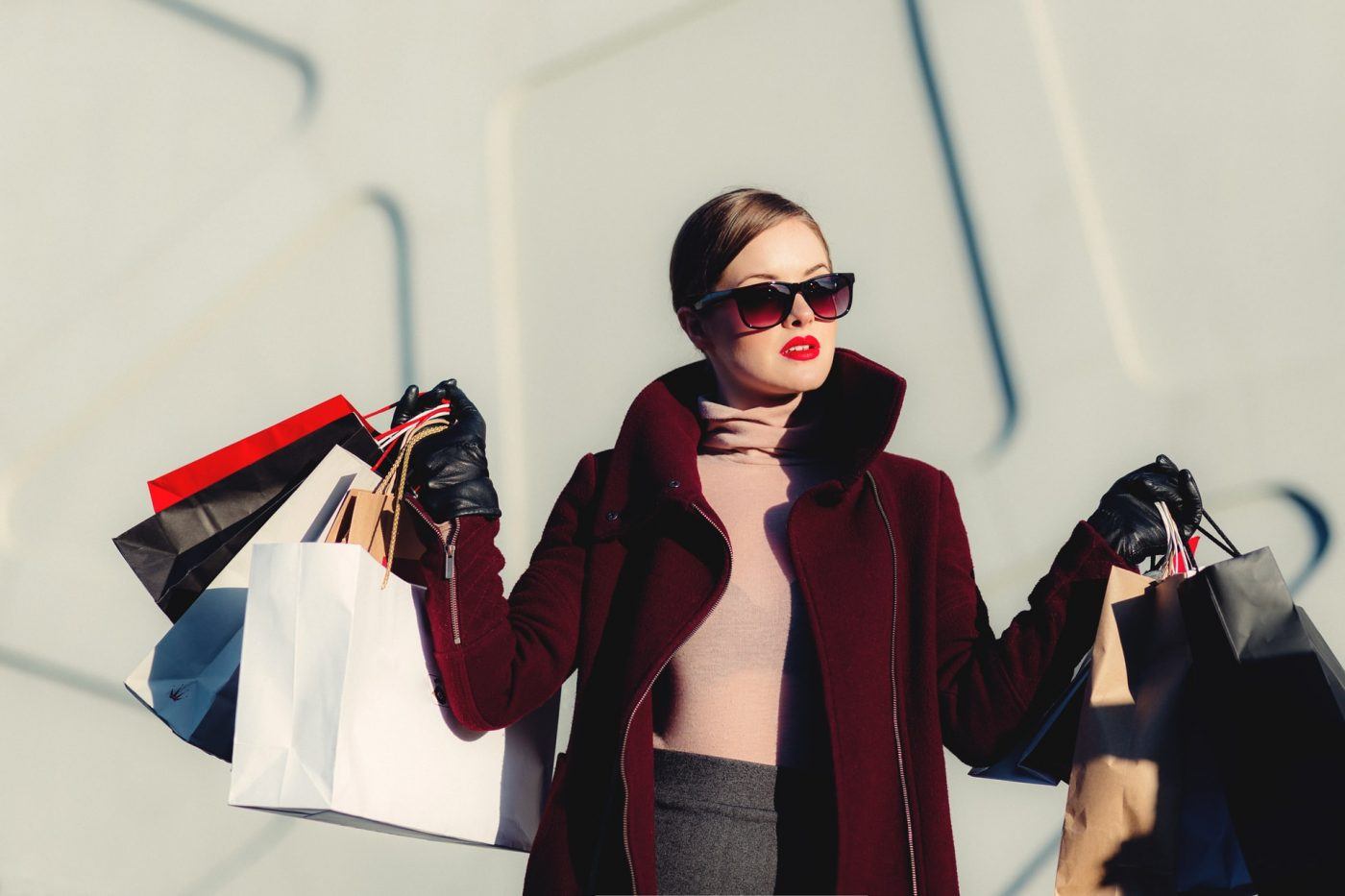 lady with shopping bags