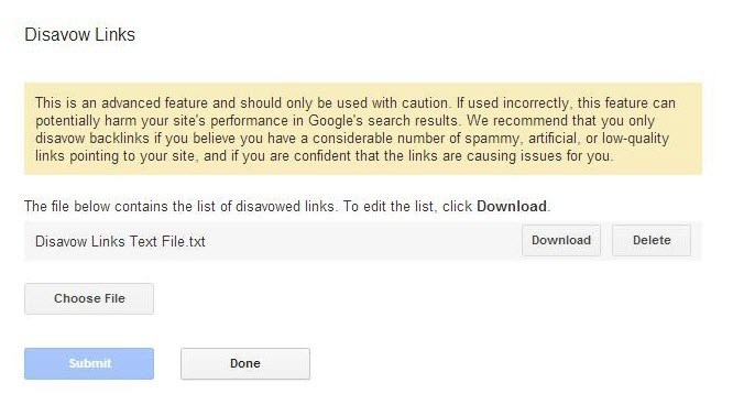 Google Disavow Tool Upload