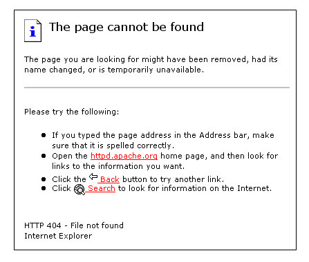 Internet Explorer Standard 404 Page