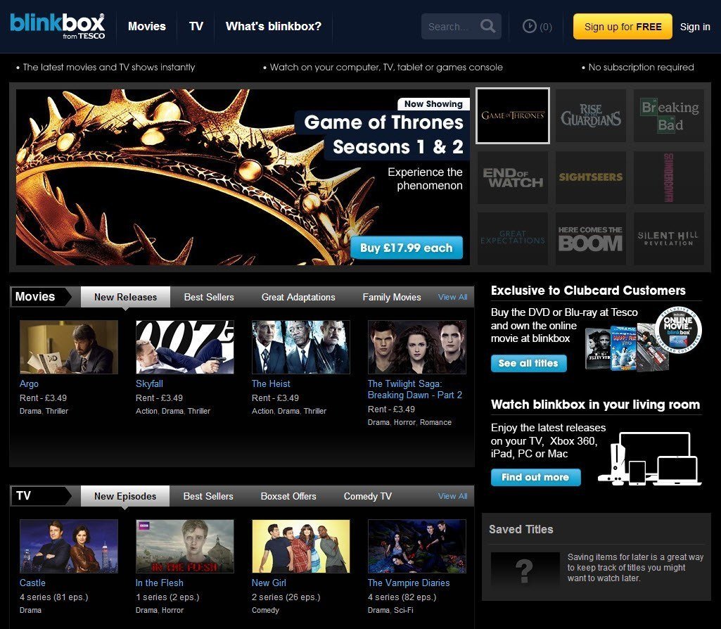 blinkbox homepage