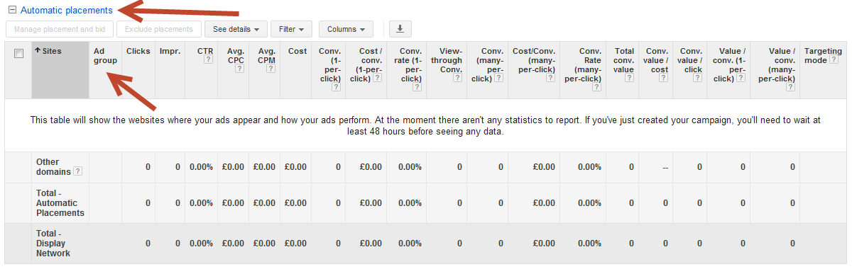 View auto placements