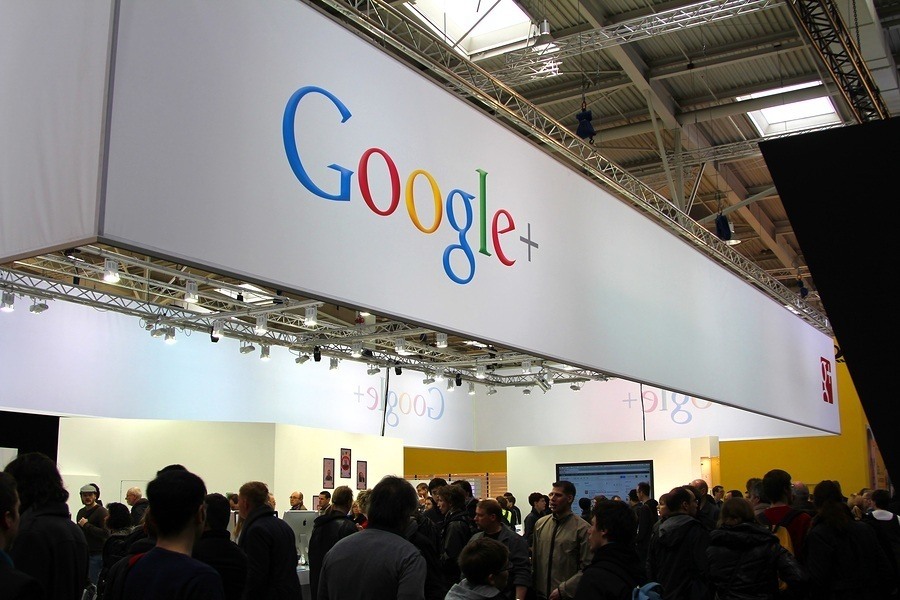 HANNOVER, GERMANY - MARCH 10: stand of Google+ on March 10, 2012 at CEBIT computer expo, Hannover, Germany. CeBIT is the world's largest computer expo.