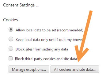 All Cookies and Site Data