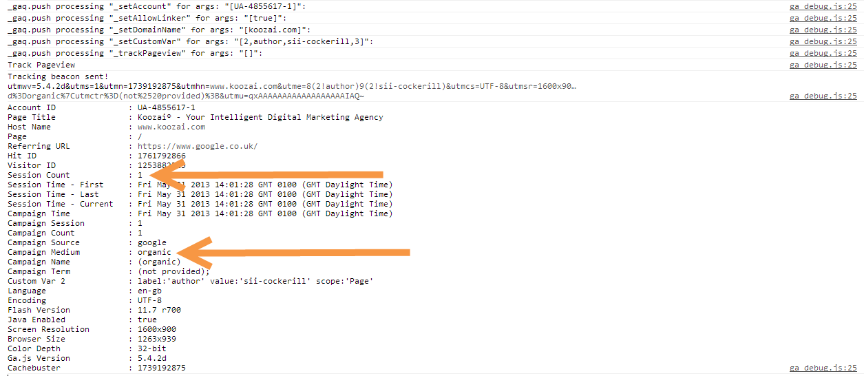 Google Analytics Cookie Data