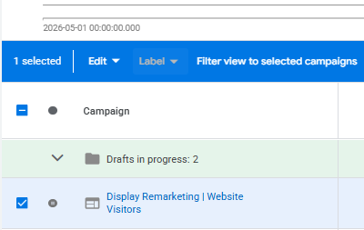 Google Ads labels screenshot