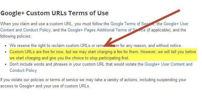 Google+ Custom URL