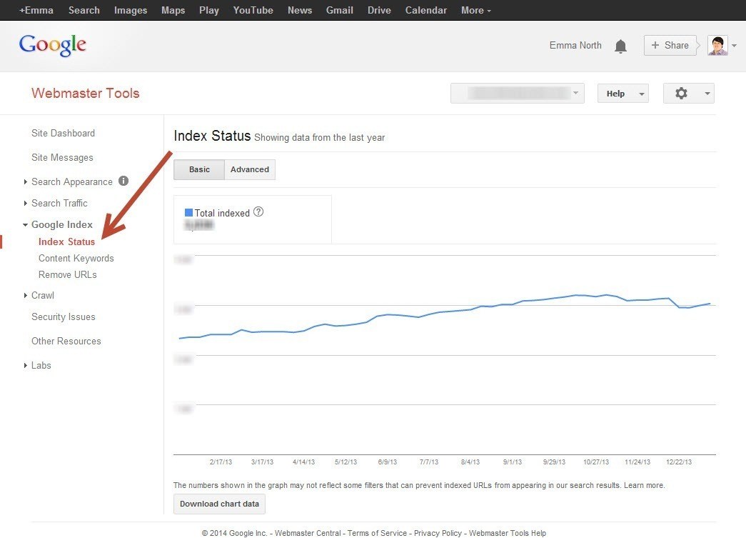 Google Webmaster Tools Index Status