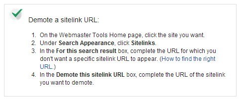 Demote Sitelink