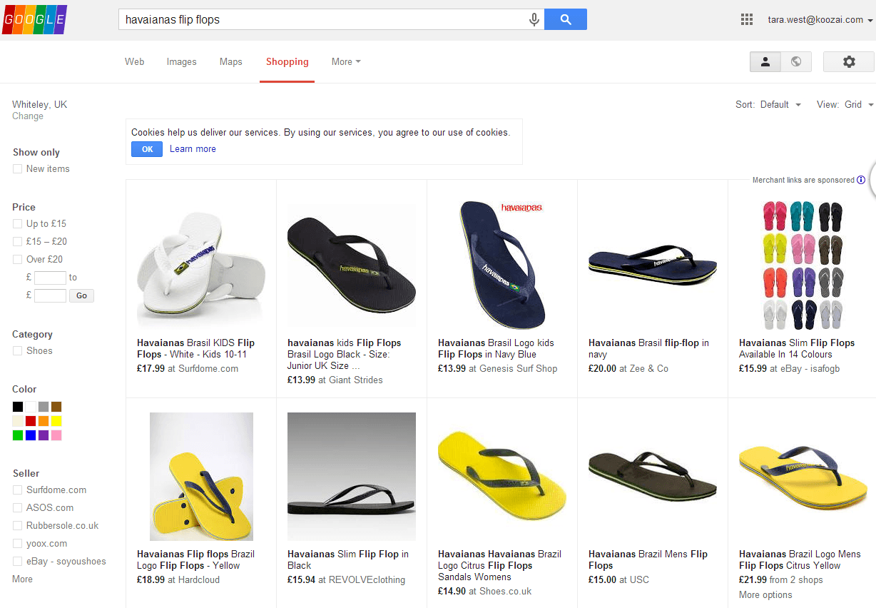 Actual Google Shopping Page