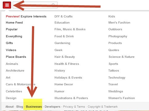 Converting Pinterest account into Business account - 1