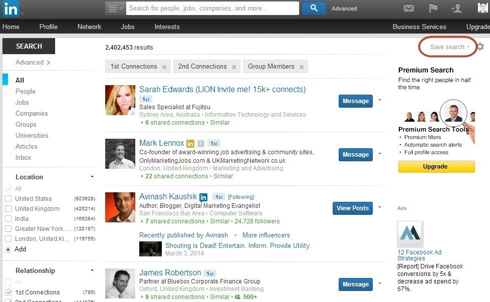 LinkedIn Advanced Search