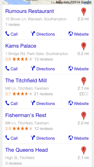 Mobile Local Results