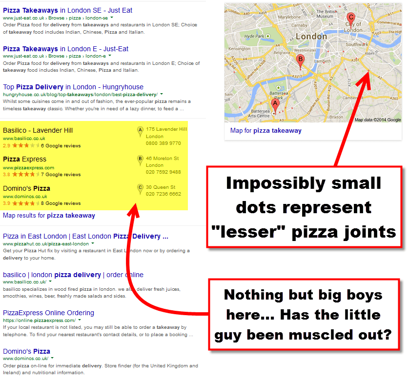 Google Search Result for Pizza Takeaways
