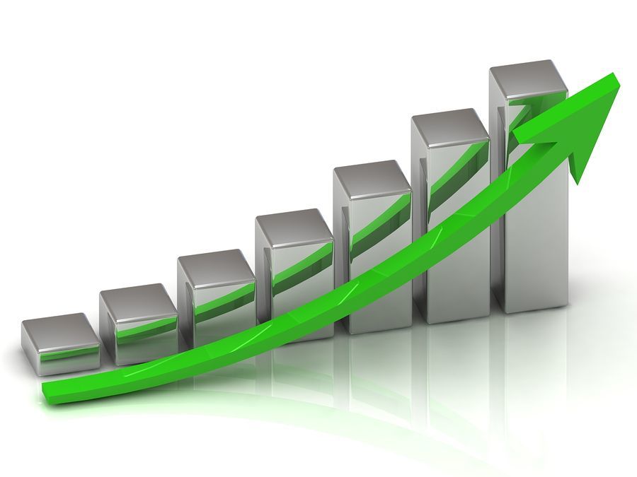 Business graph output growth of silver bars