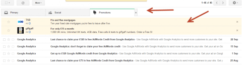Gmail Sponsored Promotions Ad