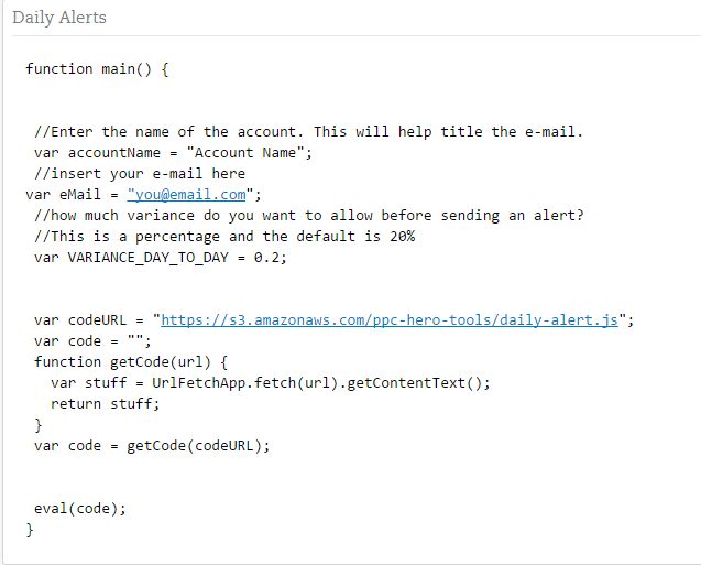 Daily Alerts Script