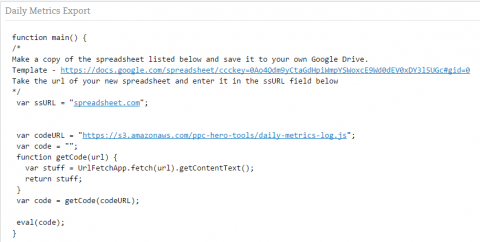 Daily Metrics Export