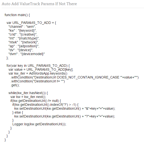 ValueTrack Parameters