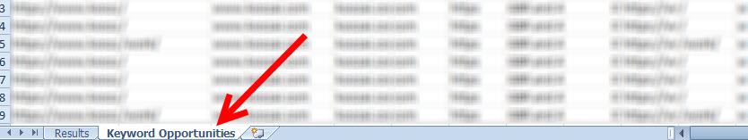Keyword Opporunities Tab
