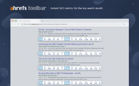 screenshot of ahrefs chrome extension in serp