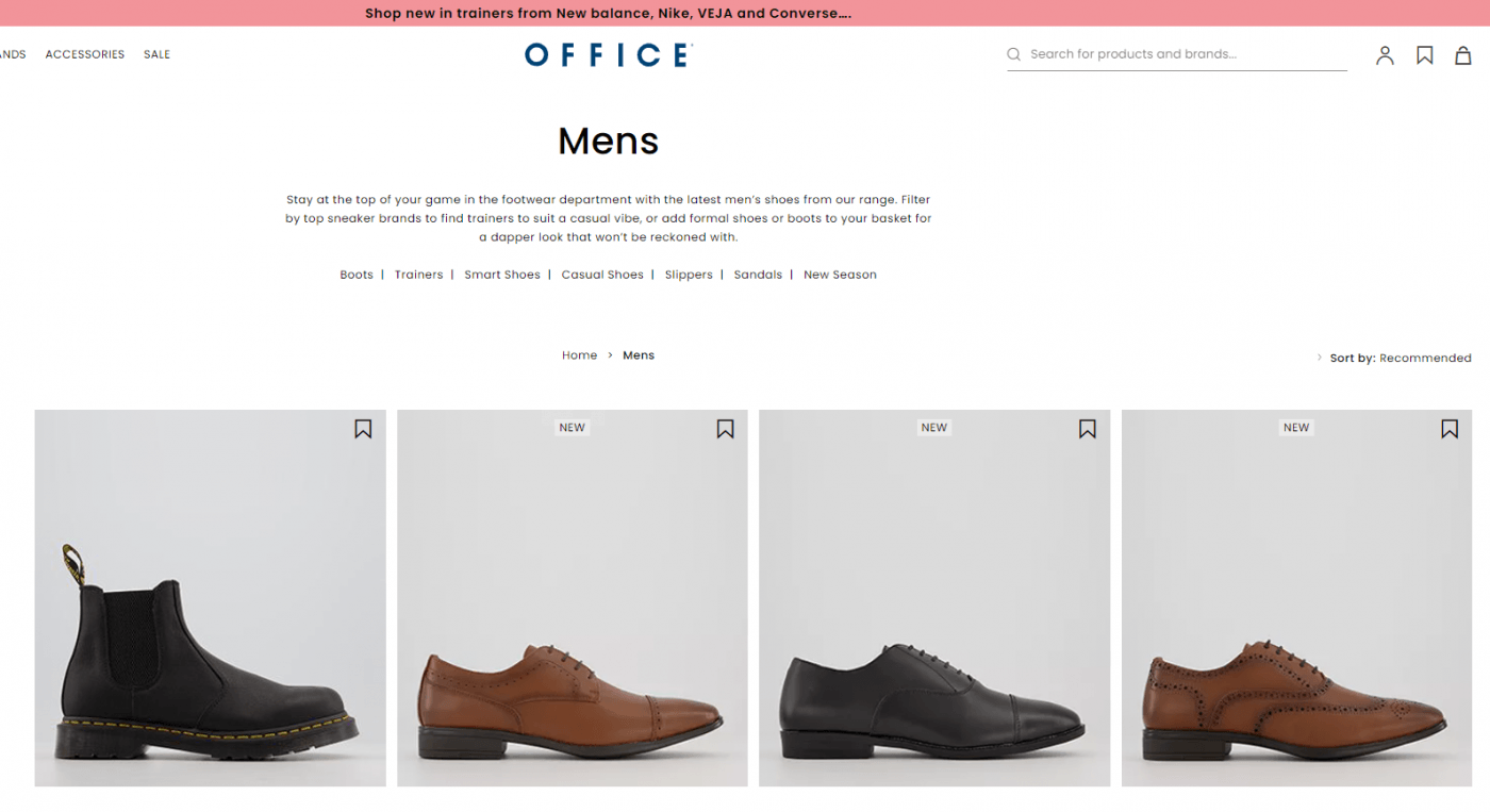 office shoes category page