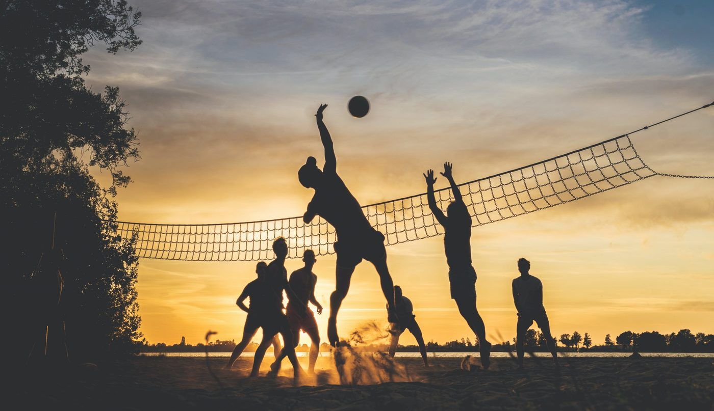 Volleyball at sunset