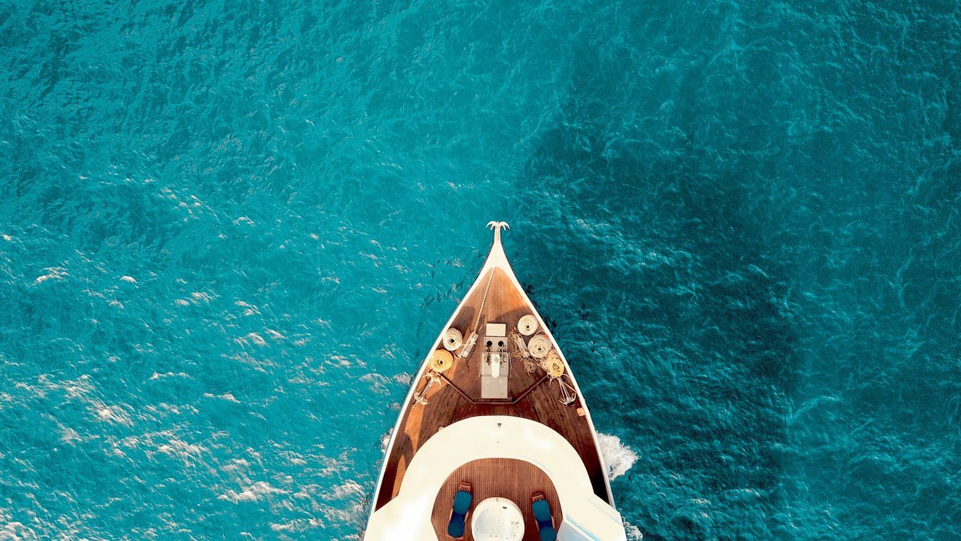 Boat on crystal clear water