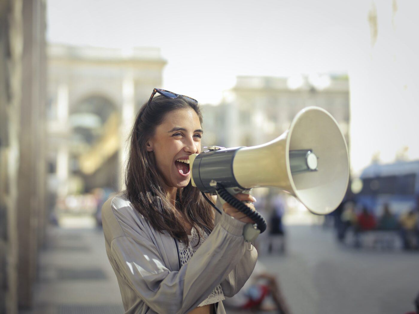 Lady with megaphone