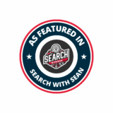 A badge showing that Koozai's experts have been featured in Search With Sean.