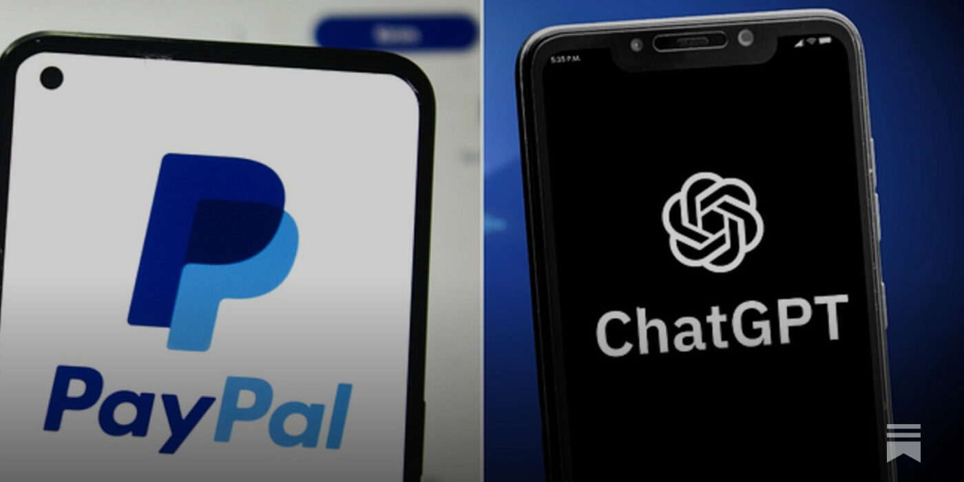 paypal and chatgpt logos on two separate mobile phones