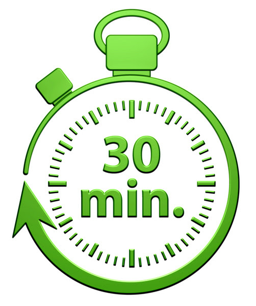 stopwatch showing 30 minutes